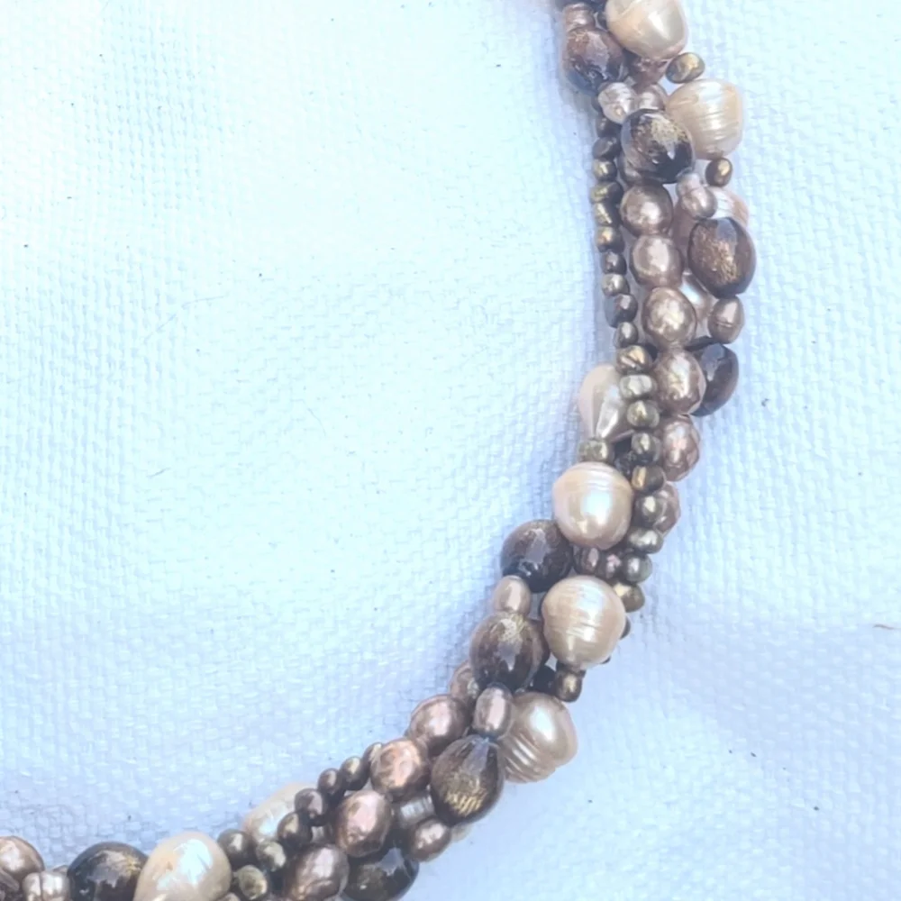 4 Strand Pearl Golden Coral Necklace 24" - 26" - Picture 4 of 7